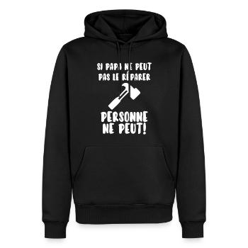 Papa bricoleur - Sweat à capuche Premium bio Homme - noir - Devant - Nico (187cm)