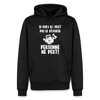 Papa bricoleur - Sweat à capuche Premium bio Homme - noir - Devant - Nico (187cm)
