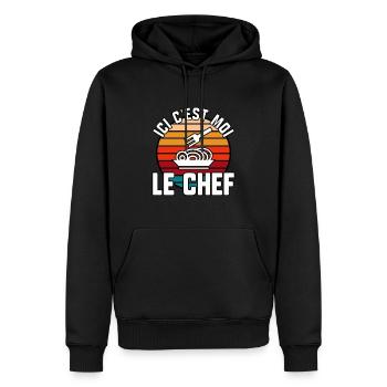 Ici c’est moi le chef - Sweat à capuche Premium bio Homme - noir - Devant - Nico (187cm)