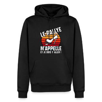 Le rallye m’appelle - Sweat à capuche Premium bio Homme - noir - Devant - Nico (187cm)