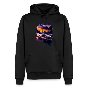 Voiture de sport classique - Sweat à capuche Premium bio Homme - noir - Devant - Nico (187cm)