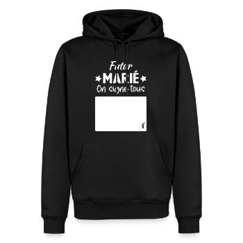 Enterrement de vie de garçon EVG Staff Marié Drôle - Sweat à capuche Premium bio Homme - noir - Devant - Nico (187cm)
