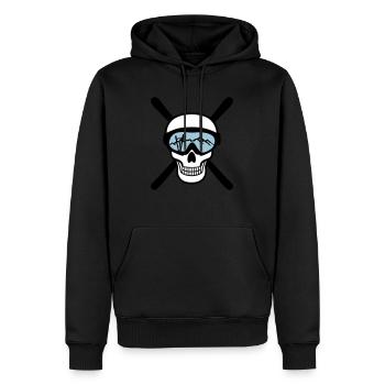 Skier and skiing goggles, skiing - Sweat à capuche Premium bio Homme - noir - Devant - Nico (187cm)