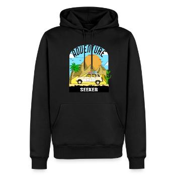 ADVENTURE SEEKER 4L - the adventurer in 4L - Men’s Premium Organic Hoodie - black - Front - Nico (187cm)