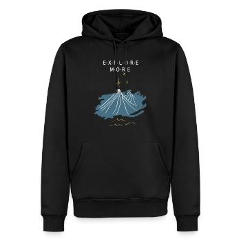 explore more - Männer Premium Bio Hoodie - Schwarz - Vorne - Nico (187cm)
