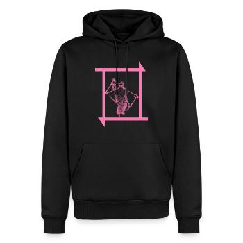 Deformiertes Skelett im pinken Rahmen - Männer Premium Bio Hoodie - Schwarz - Vorne - Nico (187cm)