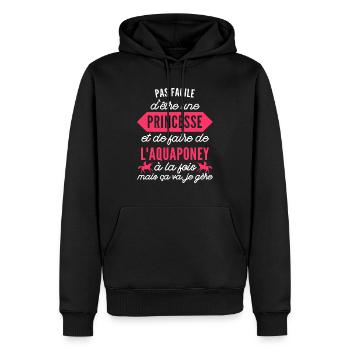 princesse / aquaponey / humour fille - Sweat à capuche Premium bio Homme - noir - Devant - Nico (187cm)
