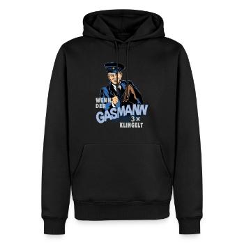 Gasmann - Männer Premium Bio Hoodie - Schwarz - Vorne - Nico (187cm)