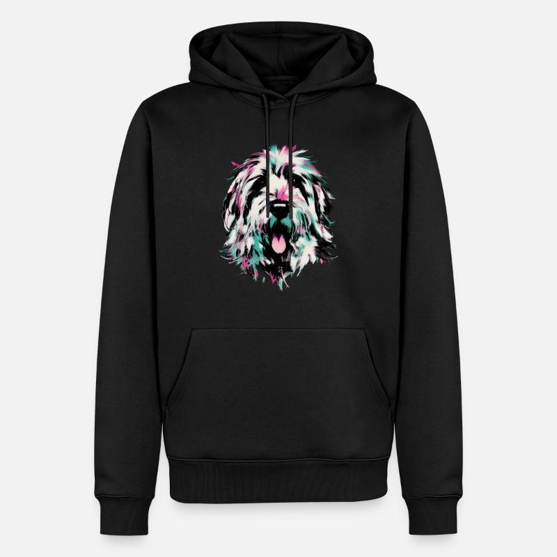 white cockapoo portrait - Männer Premium Bio Hoodie - Schwarz