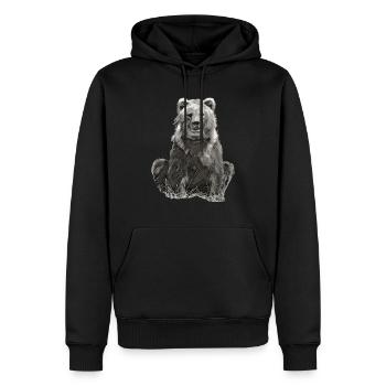 DORO sitzt SW - Männer Premium Bio Hoodie - Schwarz - Vorne - Nico (187cm)