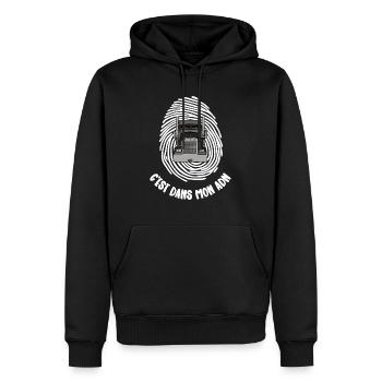 dans mon adn - Sweat à capuche Premium bio Homme - noir - Devant - Nico (187cm)