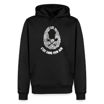 mon adn - Sweat à capuche Premium bio Homme - noir - Devant - Nico (187cm)