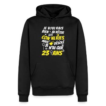 23 ans de conneries / cadeau anniversaire 23 ans - Sweat à capuche Premium bio Homme - noir - Devant - Nico (187cm)