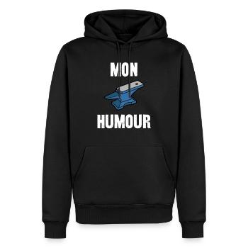 mon humour - Sweat à capuche Premium bio Homme - noir - Devant - Nico (187cm)