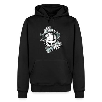 Crâne floral - Sweat à capuche Premium bio Homme - noir - Devant - Nico (187cm)