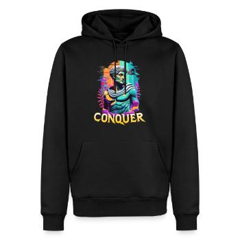 Conquer - Epische griechische Mythologie - Harte Arbeit Fitness - Männer Premium Bio Hoodie - Schwarz - Vorne - Nico (187cm)