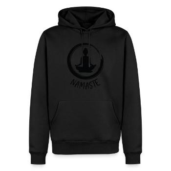Yoga / Namaste - Männer Premium Bio Hoodie - Schwarz - Vorne - Nico (187cm)