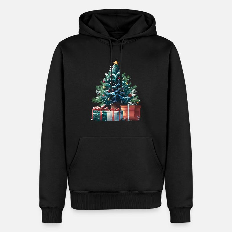 Weihnachtsbaum mit Geschenken - Männer Premium Bio Hoodie - Schwarz