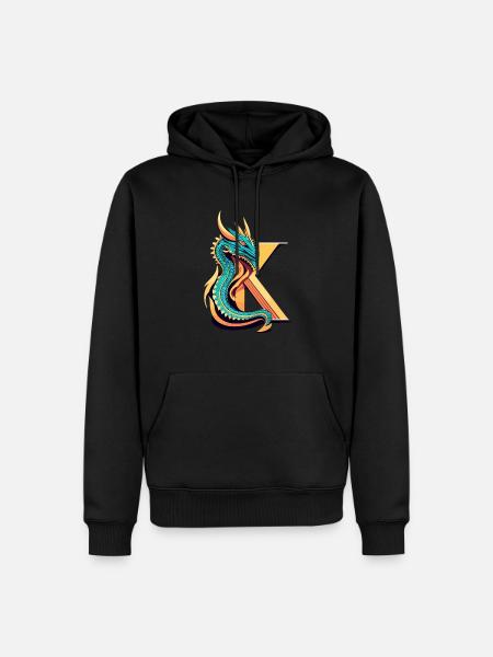 Buchstabe K mit Drache - Männer Premium Bio Hoodie - Schwarz