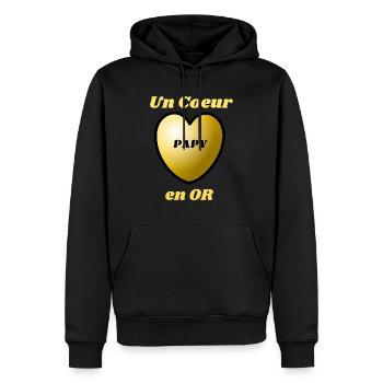 T-Shirt Homme Papy en Or. - Sweat à capuche Premium bio Homme - noir - Devant - Nico (187cm)