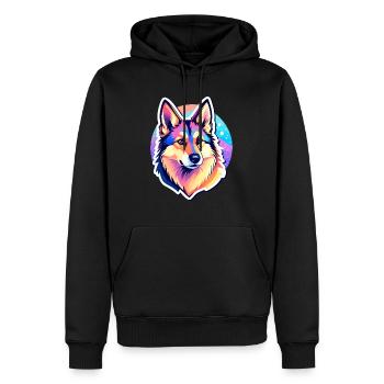 Illustration de berger allemand - Sweat à capuche Premium bio Homme - noir - Devant - Nico (187cm)