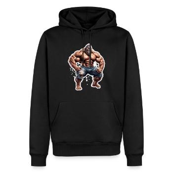 Bodybuilder / Sports / Fitness / Singe / Muscles - Sweat à capuche Premium bio Homme - noir - Devant - Nico (187cm)
