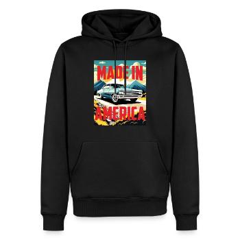 NOVA MADE IN AMERICA - Männer Premium Bio Hoodie - Schwarz - Vorne - Nico (187cm)