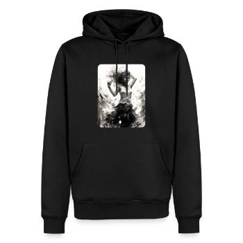 femme dansante détachée et libre - Sweat à capuche Premium bio Homme - noir - Devant - Nico (187cm)