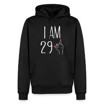 I AM 29 + 1 cadeau femme 29 ans anniversaire - Sweat à capuche Premium bio Homme - noir - Devant - Nico (187cm)