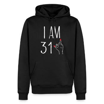 I AM 31 + 1 Gift Woman 31 Years Anniversary - Men’s Premium Organic Hoodie - black - Front - Nico (187cm)
