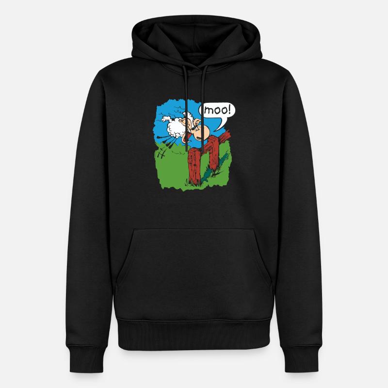 Dieu est mon berger - meuh ! - Sweat à capuche Premium bio Homme - noir