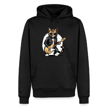 Cat Rocker Cat HardRock Gift - Sweat à capuche Premium bio Homme - noir - Devant - Nico (187cm)