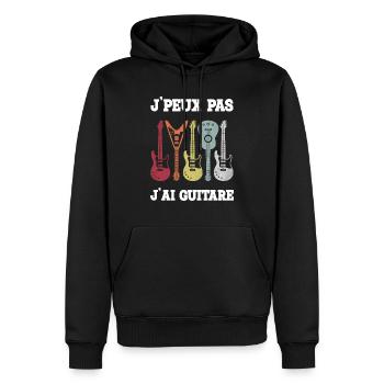 J peux pas J ai guitare 1 - Sweat à capuche Premium bio Homme - noir - Devant - Nico (187cm)