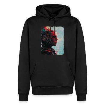 Portrait abstrait de femmes en rouge - Sweat à capuche Premium bio Homme - noir - Devant - Nico (187cm)
