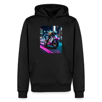 Femme à moto la nuit LA - Sweat à capuche Premium bio Homme - noir - Devant - Nico (187cm)