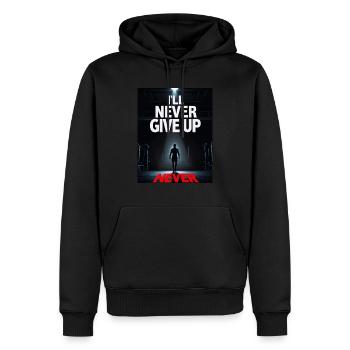 Niemals die Motivation aufgeben MAN - Männer Premium Bio Hoodie - Schwarz - Vorne - Nico (187cm)