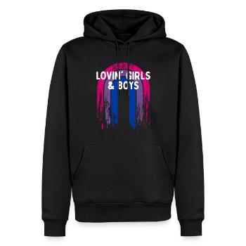 Lovin' Girls & Boys Bisexual LGBTQ Bi Pride - Sweat à capuche Premium bio Homme - noir - Devant - Nico (187cm)