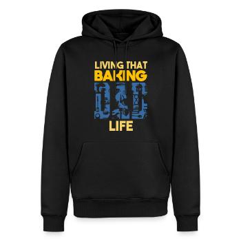 Living That Baking Dad Life Baker Papa - Men’s Premium Organic Hoodie - black - Front - Nico (187cm)