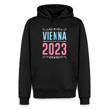 Vienne 2023 Vienne - Sweat à capuche Premium bio Homme - noir - Devant - Nico (187cm)
