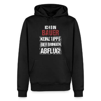 Ich bin Bauer - Bier bringen und Abflug - Männer Premium Bio Hoodie - Schwarz - Vorne - Nico (187cm)