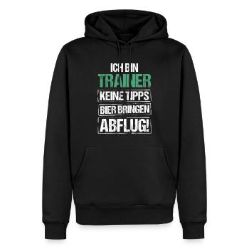 I'm a trainer - bring beer and take off - Men’s Premium Organic Hoodie - black - Front - Nico (187cm)