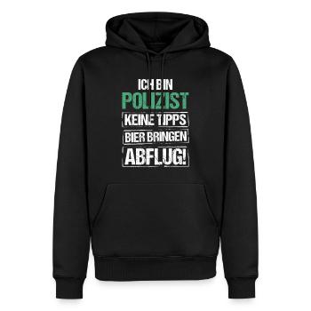 Je suis policier - apporte de la bière et décolle - Sweat à capuche Premium bio Homme - noir - Devant - Nico (187cm)