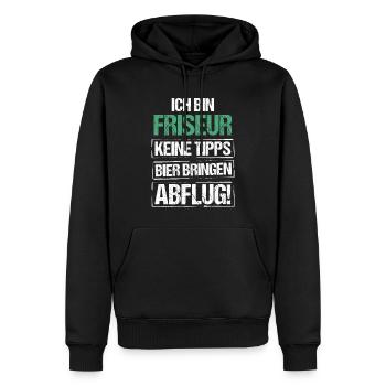 Ich bin Friseur - Bier bringen und Abflug - Männer Premium Bio Hoodie - Schwarz - Vorne - Nico (187cm)