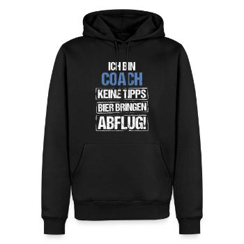 Je suis un entraîneur - Apportez de la bière et partez - Sweat à capuche Premium bio Homme - noir - Devant - Nico (187cm)