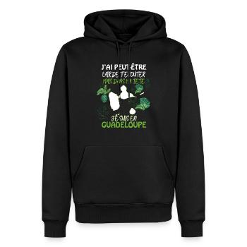 Message Guadeloupe Humour Drôle Antilles - Sweat à capuche Premium bio Homme - noir - Devant - Nico (187cm)