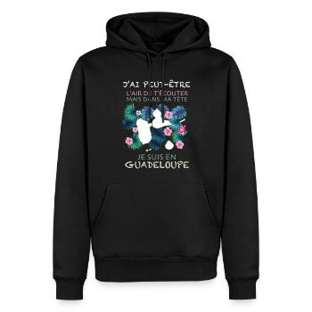 Guadeloupe De Mon Coeur je T'aime - Sweat à capuche Premium bio Homme - noir - Devant - Nico (187cm)