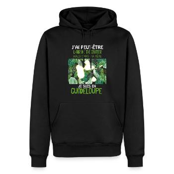 Le Message De La Guadeloupe Dans Ma Tête - Sweat à capuche Premium bio Homme - noir - Devant - Nico (187cm)
