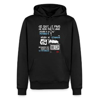 Pétanque Temps Libre Du Papa Bouliste - Sweat à capuche Premium bio Homme - noir - Devant - Nico (187cm)