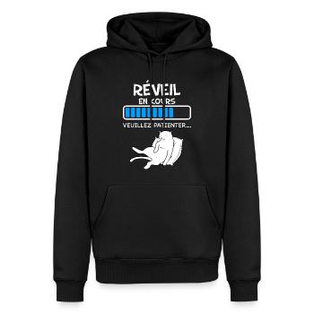 Chat Réveil en Cours Humour Animaux De Compagnie - Sweat à capuche Premium bio Homme - noir - Devant - Nico (187cm)
