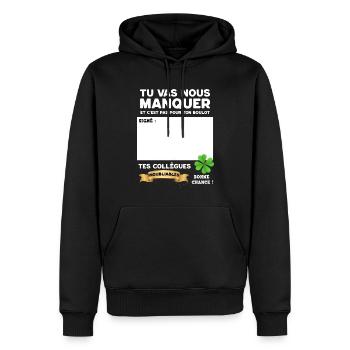 Collègue Bonne Chance Pour Ton Départ Humour - Sweat à capuche Premium bio Homme - noir - Devant - Nico (187cm)